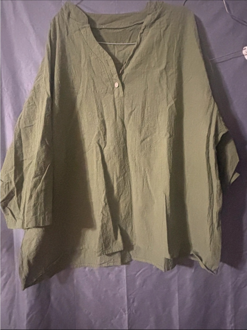 Olive Green Women’s Tunic Top Sz 5XL 3/4 sleeves Casual Relaxed